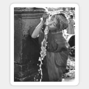 Girl Drinking water in Peru Sticker